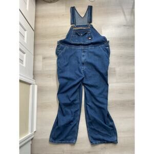 Berne Mens Pure Cotton Denim Bib Overalls Workwear Medium Wash 48 x 32